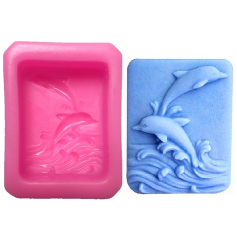 2.5inch Dolphins Ocean Mother Kid Square Silicone Soap Mold Chocolate Soap Candle DIY Mould Soap Making Mold Wholesale ► Photo 1/3