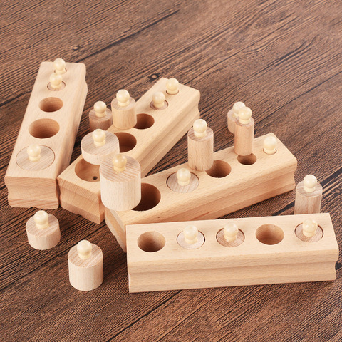 Wooden Toys Montessori Educational Cylinder Socket Blocks Toy Baby Toys 
