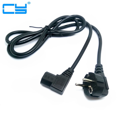 1.5M/5FT C13 IEC Kettle 90 right angle Degree to European 2 pin Round AC EU Plug Power Cable Lead Cord PC 150CM ► Photo 1/1