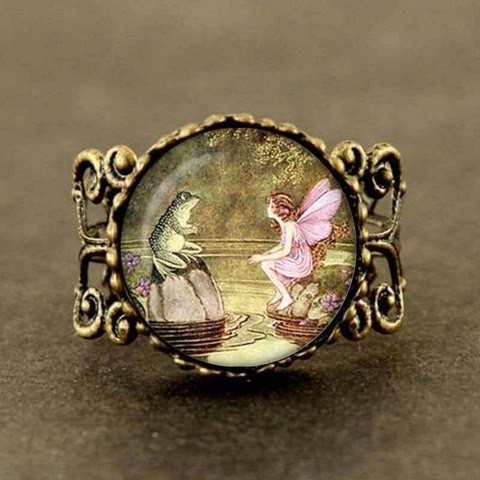New Handcraft colares Vintage Fairy and Frog Ring Fairy Ring Frog jewelry colares e correntes feminino ► Photo 1/1