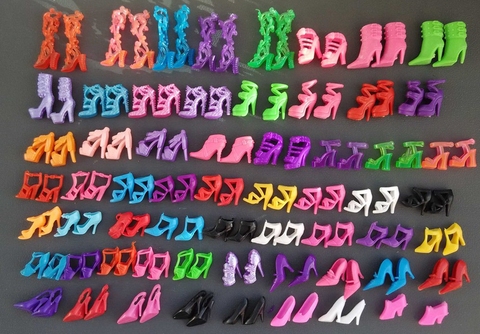 60 Pairs/set Fashion Heels Sandals Doll Shoes For Barbie Dolls Outfit Dress Lots of Designs Xmas Gift For Girl Toy ► Photo 1/3