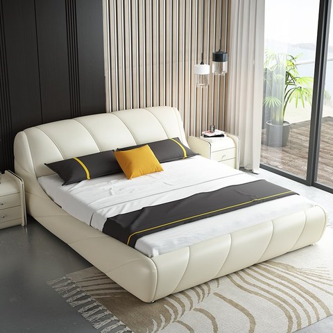 Real Genuine cow leather bed Soft Beds Bedroom camas lit muebles de dormitorio yatak mobilya quarto unique designer furniture ► Photo 1/1