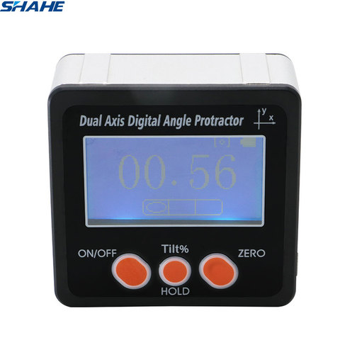 SHAHE Aluminum Alloy frame Digital Inclinometer Dual axis Protractor Bevel Box Digital Angle Gauge Angle Finder With magnets ► Photo 1/6