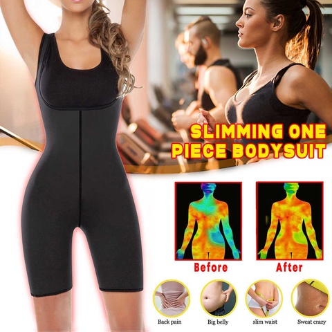 Junlan Women Latex Waist Trainer Tummy control Bodysuit Slim Zipper And  HooK Shapewear Open Bust Corset(Black, XL) 