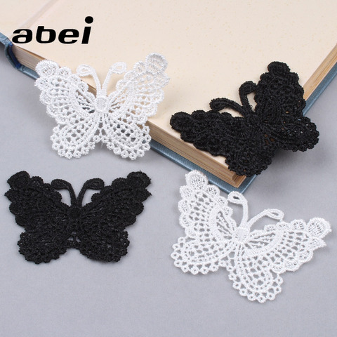 10pcs Soluble White Black Butterfly Lace Appliques DIY Wedding Craft Clothing Skirts Decorative lace patch ► Photo 1/6