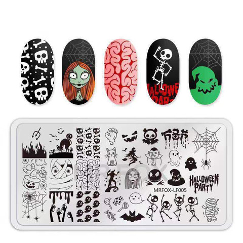 1pc  Nail Stamping Plate Halloween Image Celebration Christmas Snowflake Rectangle Manicure Stamp Template Nail Art Image Plates ► Photo 1/5