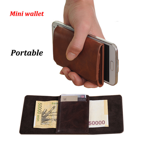 Portable Solid Genuine Leather Small Money Clips Wallet Mini Men's Brand Purse With Magnet Hasp Brown Coffee ► Photo 1/4