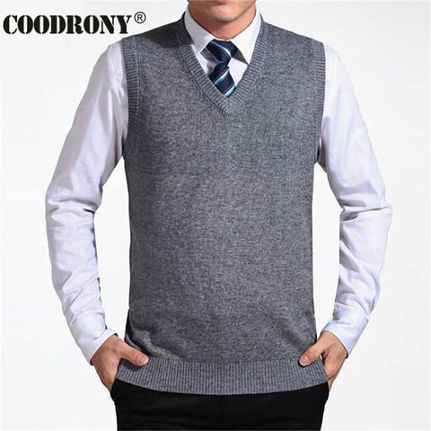 COODRONY 2022 New Arrival Solid Color Sweater Vest Men Cashmere Sweaters Wool Pullover Men Brand V-Neck Sleeveless Jersey Hombre ► Photo 1/6