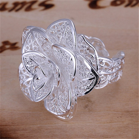 The new silver color  charm female flower ring women lady new party ring hot sale gift classic style free shipping ► Photo 1/4