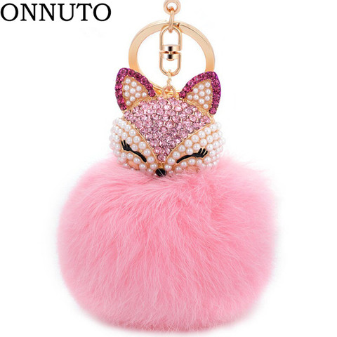 ONNUTO Fluffy Pompom Heart Keychain - Red