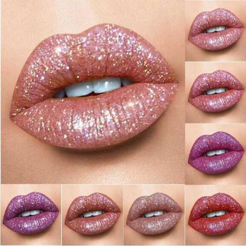 Pudaier Lipstick Glitter Lip Gloss Diamond Shimmer Pigment Metallic Glossy Lip Gloss Matte to Sparkling Lip Tint Liquid Lipstick ► Photo 1/4