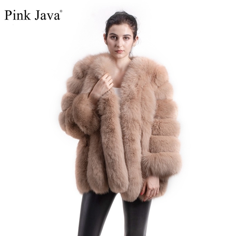 pink java QC8128 new arrival women winter clothes real fox fur coat natural fox fur jacket  hot sale big fur long sleeve ► Photo 1/6