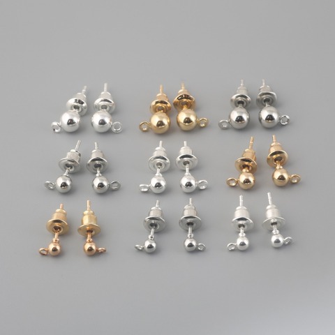 50 sets Hanging Gold Silver Rhodium Plated Stud Earrings Post Stopper Earplugs Jewelry Findings Make DIY Accessories Combination ► Photo 1/6