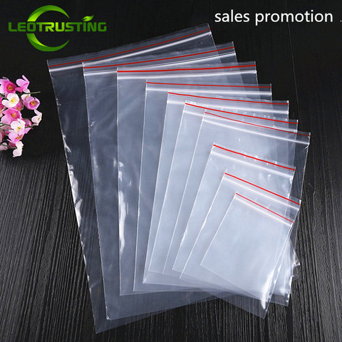 Leotrusting 0.05mm 100pcs/pack PE Jewelry Zip Lock Reclosable Plastic Poly Clear Bags Clear Food Gift Storage Bags Kitchen Bag ► Photo 1/6