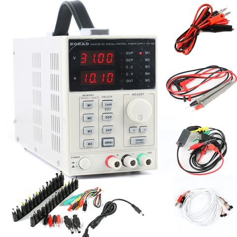 KORAD KA3010D Programmable Precision Variable Adjustable 30V 10A 0.01V 0.001A Linear Digital Lab DC Power Supply +AC DC Jack Set ► Photo 1/5