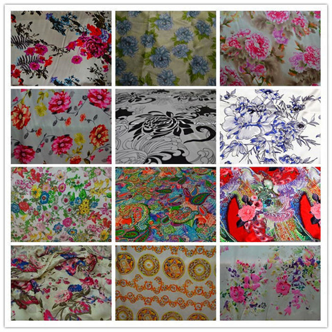 Free shipping  100% mulberry silk  fabric charmuse silk printed  china nature pure silk fabric multicolors SCF-AP ► Photo 1/6