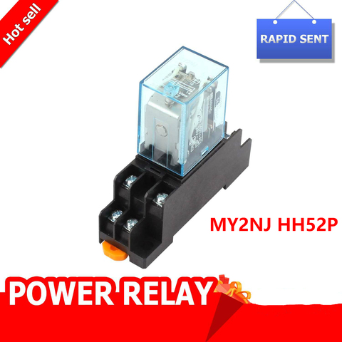 Electromagnetic Coil General DPDT Power Relay MY2NJ DPDT 8Pins HH52P Relays DC12V 24V AC220V Miniature Relay With Socket ► Photo 1/6