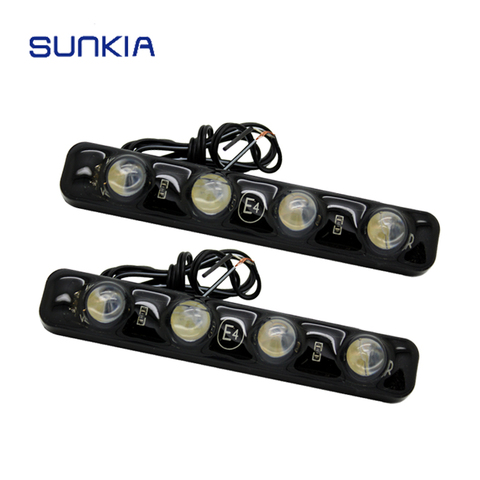 SUNKIA LED Universal High Power Car 4 LED Daytime Running Light DRL Fog Warning Decorative Lamp High Power 100% Waterproof ► Photo 1/5