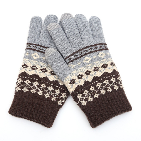 Winter Men/Women Warm Jacquard Stretch Knit Gloves Female Print Magic Accessories Wool Full Finger Gloves Thicken Mittens B43 ► Photo 1/6