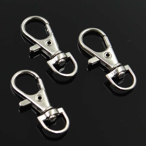 10pcs Wholesale Silver Color Rhodium Lobster Clasp Clips Key Hook Keychain Split Key Ring Findings Clasps DIY Keychains Making ► Photo 1/3