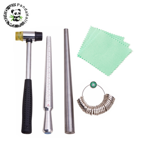 Jewelry Tools Ring Enlarger Stick Mandrel Handle Hammers Ring Sizer Finger Measuring Stick 5pcs Jewelry Polishing Cloth F80 ► Photo 1/6