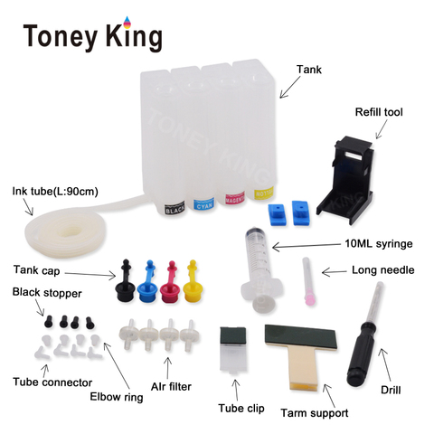 Toney King Diy Ciss Ink System Tank For HP 123 XL Cartridge Deskjet 1110 2130 2132 2134 3630 3632 3634 Printer Ciss Accessories ► Photo 1/6