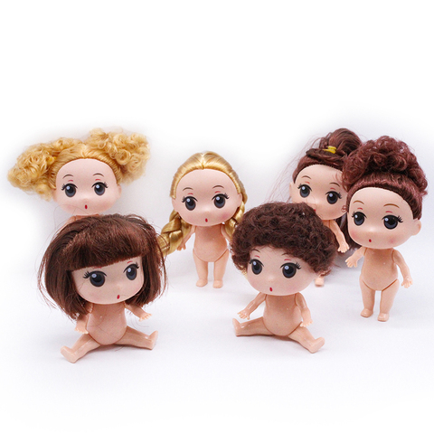 Cute Mini 10cm 1/6 Doll Nude Body 5 Jointed Moveable With Dolls Hair 3D Eyes DIY Toys Accessories Gift for Girl ► Photo 1/6