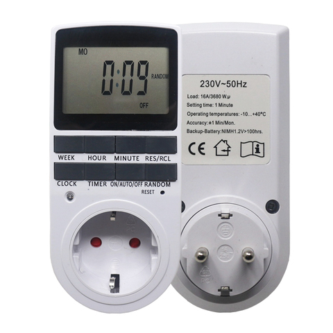 Ketotek Electronic Digital Timer Switch EU FR BR Plug Kitchen Timer Outlet 230V 50HZ 7 Day 12/24 Hour Programmable Timing Socket ► Photo 1/6