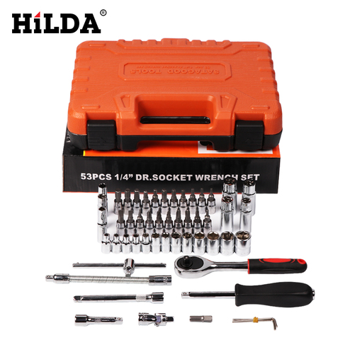 HILDA 53 pcs Car Repair Tool Sets Batch Head Ratchet Pawl Socket Spanner Screwdriver socket set Combination Tool Wrench Set ► Photo 1/6