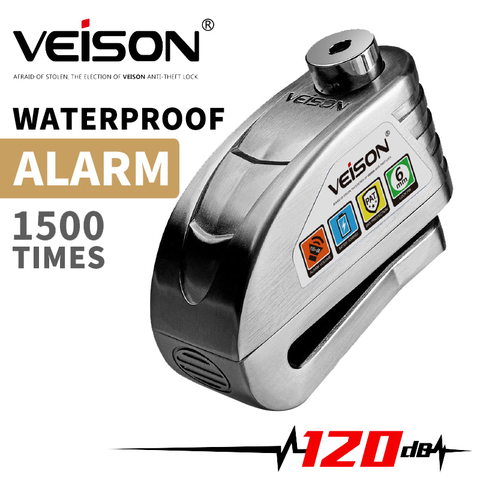 VEISON Motorcycle Waterproof Alarm Lock Motocross Bike Disc Lock Warning Security Anti theft Brake Rotor Padlock Alarma Moto ► Photo 1/6