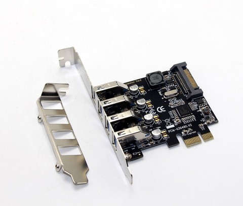 4 Port USB 3.0 5Gbps PCI-Express X1 Card Adapter HUB Support Low Profile Bracket ► Photo 1/6