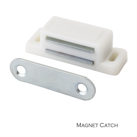 cupboard Cabinet etc furniture Door Latch/Catch Closures white plastic highly magnet catch with metal plate and free screws ► Photo 1/5