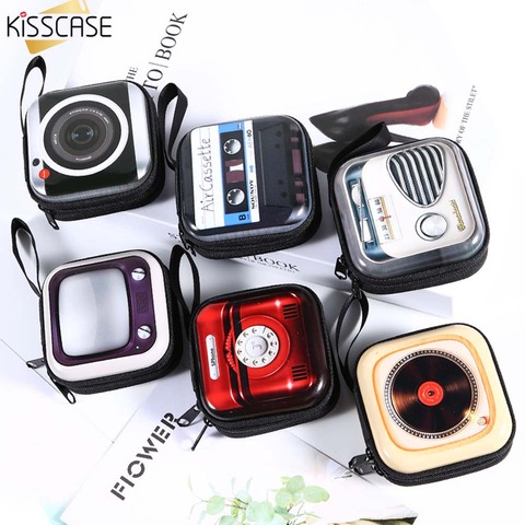 KISSCASE Portable Earphone Case Bag Mini Zipper Square Hard Storage Box Case For Headphone Memory Card Coin USB Cable Organizer ► Photo 1/6