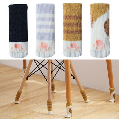 4Pcs Cute Cat Paw Table Foot Socks Chair Leg Covers Floor Protectors  Non-Slip Knitting Socks For Furniture Leg Cover Home Decor - AliExpress