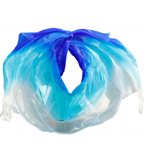 silk quality women seidenschleier sexy belly dance veil scarf 100% authentic silk veil belly dance  white+turquoise+royal blue ► Photo 1/6