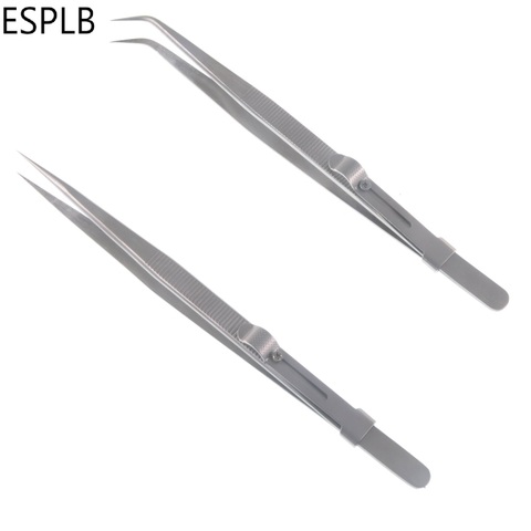 6.3'' Slide Lock Stainless Steel Presicion Adjustable Tweezers Straight/Curved Tip Anti Static Tweezers for Jewelry Electronic ► Photo 1/6