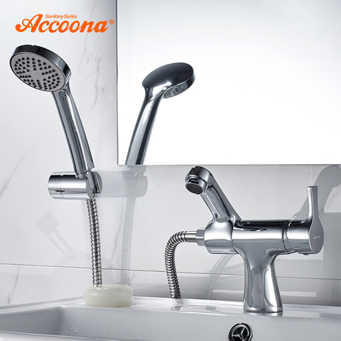 Accoona Basin Faucet Shower Haed Tap Cold And Hot Handle Bathroom Faucets Bottom Horizontal Basin Chrome Basin Faucets A9790 ► Photo 1/6