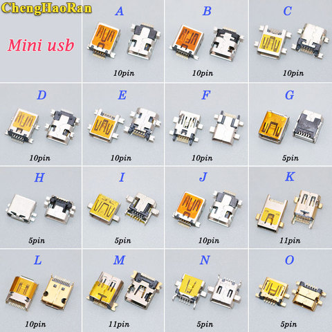 ChengHaoRan 1pcs 5pin 10pin 11PIN Mini USB jack Type B Female SMT SMD Socket Connector charging port MP3 MP4 ► Photo 1/1
