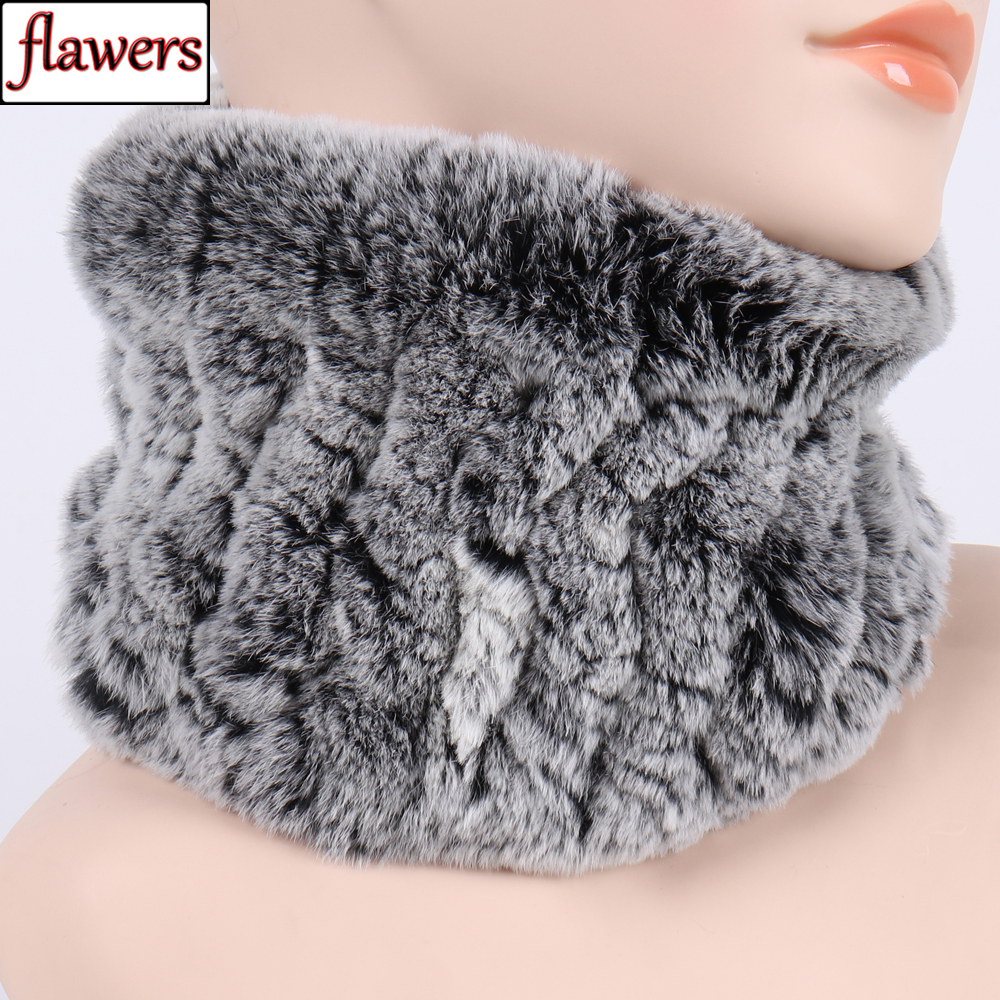 Women Warm Fur Handmade Stretch Fur Scarf Knit Fur Headbands Girls Fur Ring Scarves