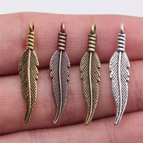 WYSIWYG 30pcs 6x31mm 4 Colors Zinc Alloy Feathers Charms Diy Jewelry Findings Jewelry Accessories Wholesale ► Photo 1/5