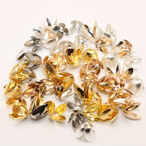 8mm Wholesale 150pcs/lot petal Flower Spacer Beads Caps Charms Four leaves Bead Caps For Jewelry Making Handmande ► Photo 1/5
