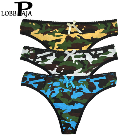 LOBBPAJA 3 pcs/lot Women Underwear Cotton Sexy Panties Thongs G-strings Low  Waist Camouflage Ladies Knickers for Women M L XL - Price history & Review, AliExpress Seller - LOBBPAJA Official Store