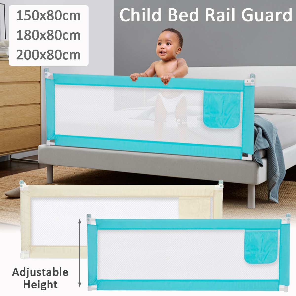 Baby Bed Fence Home Safety Gate Products Child Care Barrier For Beds Crib Rails 