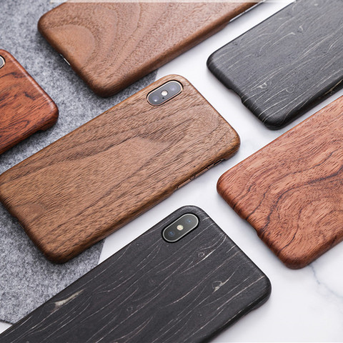 For Apple iPhone 11 Pro X XS Max XR walnut Enony Wood Rosewood MAHOGANY Wooden Back Case Cover ► Photo 1/6