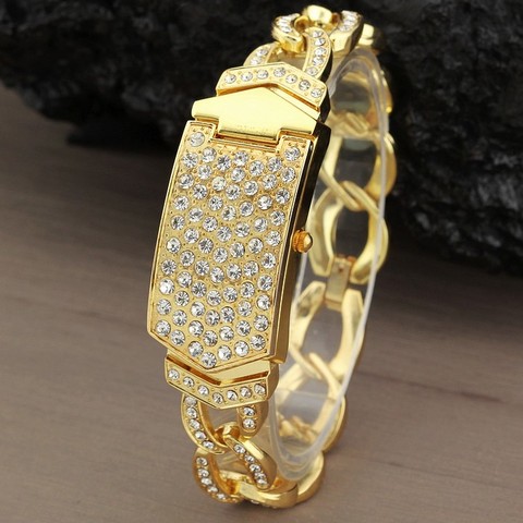 G&D Luxury Brand Women's Bracelet Watches Gold Rhinestone Jewelry Lady's Dress Watch Steel Band Relogio Feminino Clamshell Clock ► Photo 1/1