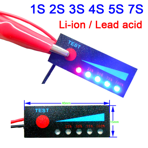 1S 2S 3S 4S 5S 7S 8S 10S 12V 24V 36V Lead acid Lithium Battery Capacity Indicator LED Display 3.7V 4.2V Power Level 13S Li-ion ► Photo 1/6