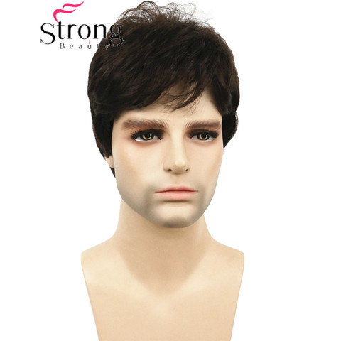StrongBeauty Dark Brown Wig Mens Short Synthetic Hair Wigs COLOUR CHOICES ► Photo 1/6