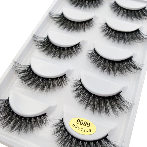 5 pairs 100% Real Fake Mink Eyelashes 3D Natural False Eyelashes 3d Mink Lashes Soft Eyelash Extension Makeup Kit Cilios G806 ► Photo 1/6