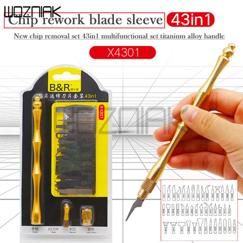 44in1 A8 A9 A10 A11 knife  BGA IC Chip Repair Blade CPU Remover glue For Phone Logic Board Repair Tool Pure Copper Metal Handle ► Photo 1/6