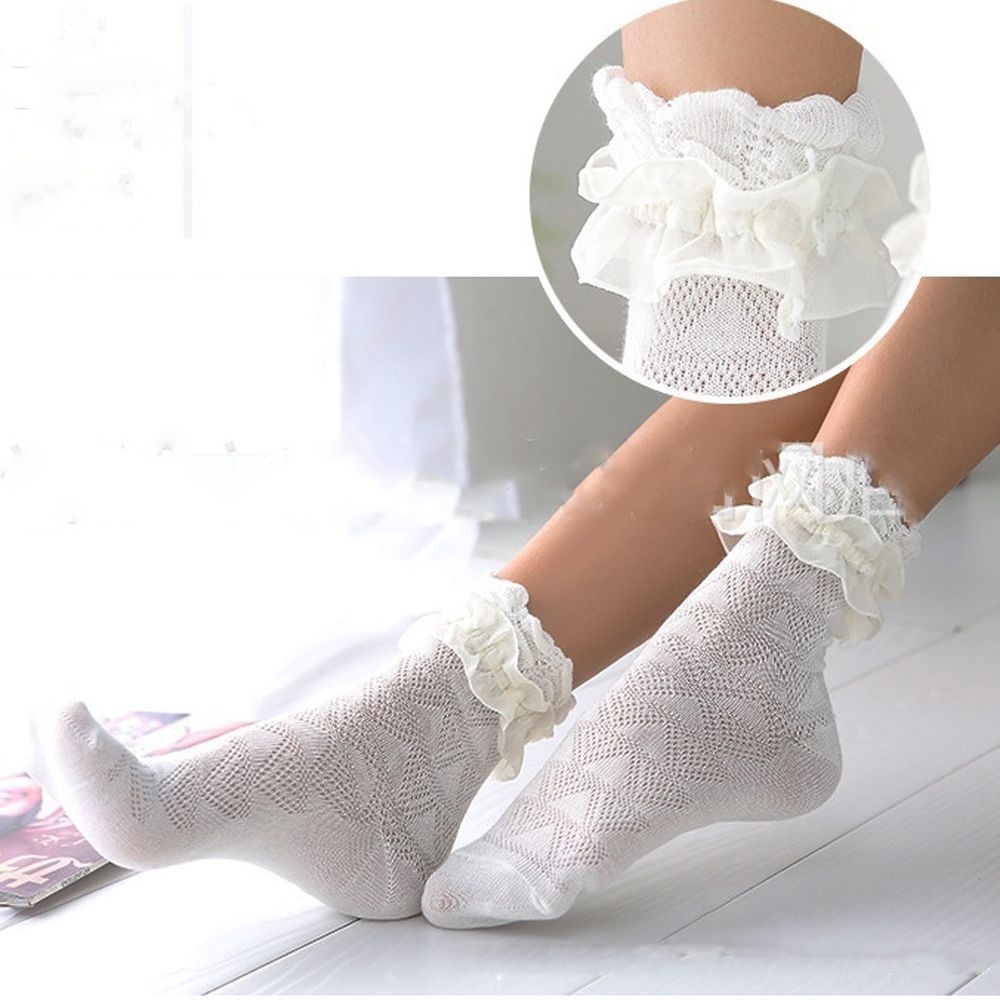 6 Pieces of Girls Cute Cotton Lace Ruffle Top Socks